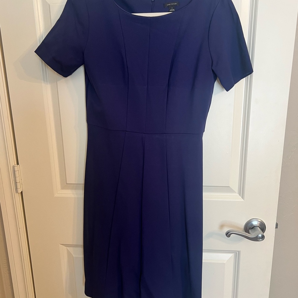 Ann Taylor Blue Sheath Midi Dress for Work
